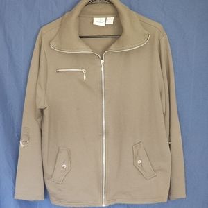 IActive Womans Zip up Light Jacket with Adjustable Sleeves in Olive